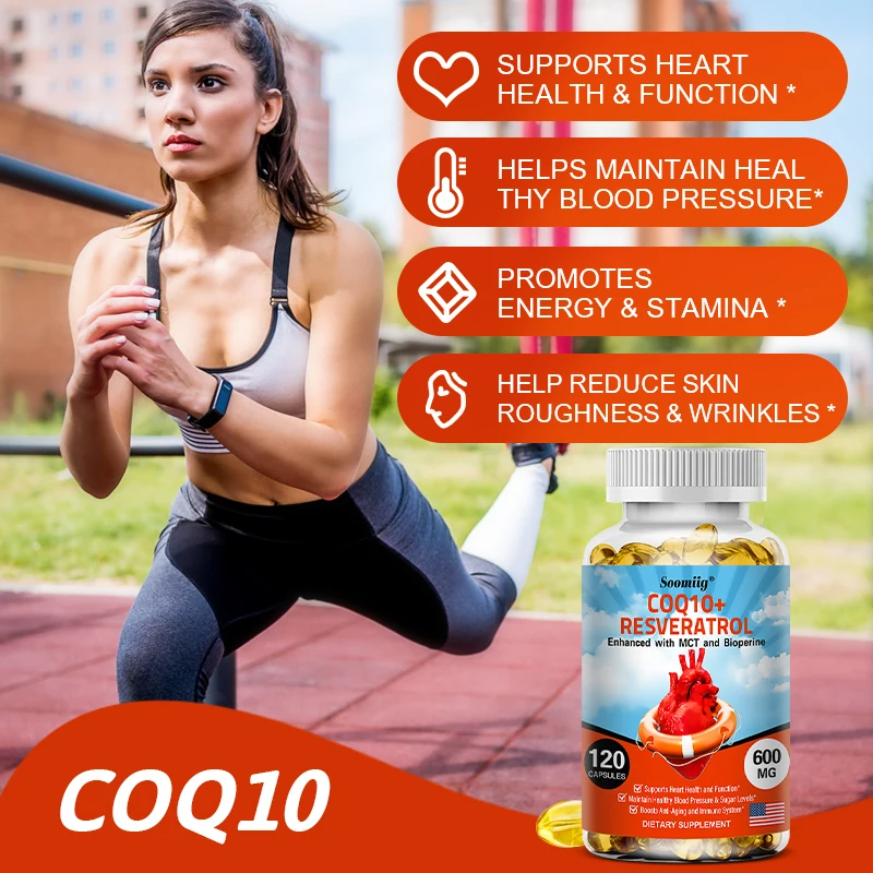 CoQ10 + Resveratrol Capsules – 120 Count, Heart & Energy Support