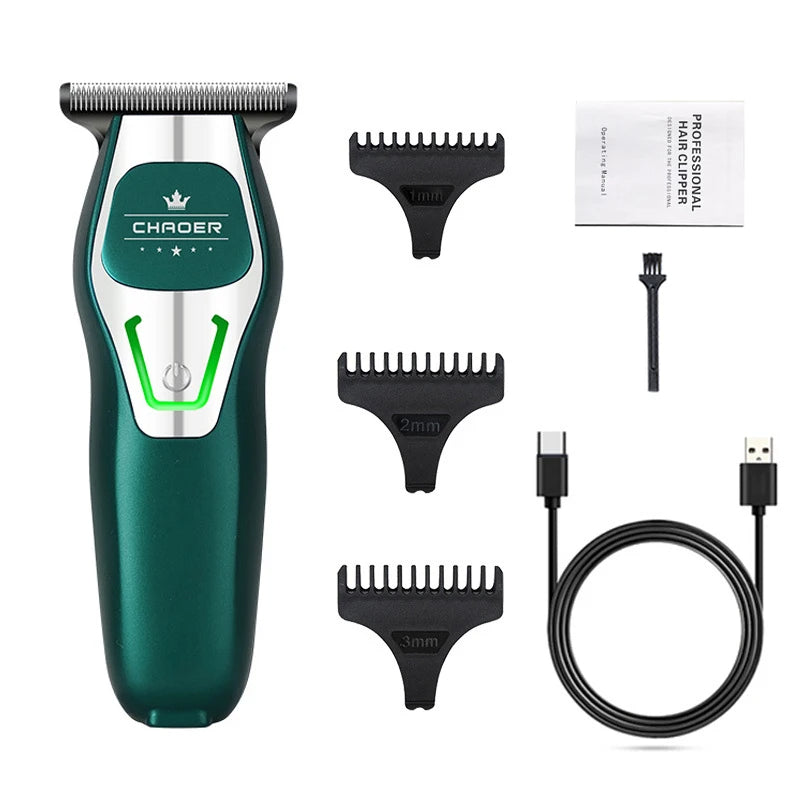 Cordless T-Blade Hair Clipper, 0mm Bald Head Trimmer for Men, USB Rechargeable, Professional Barber Tool
