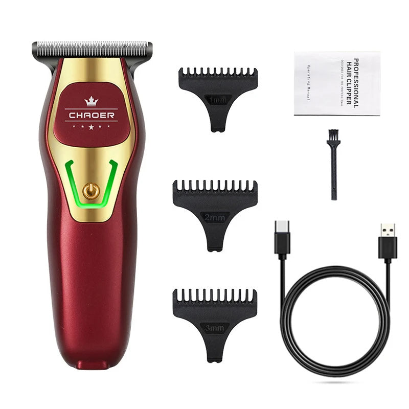 Cordless T-Blade Hair Clipper, 0mm Bald Head Trimmer for Men, USB Rechargeable, Professional Barber Tool