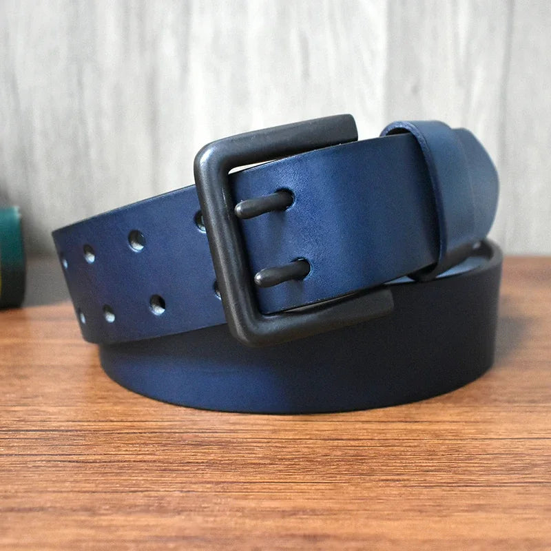 Deepeel Men’s Leather Belt – Genuine Cowskin, Double Pin Buckle