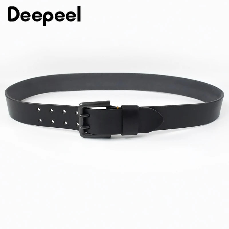 Deepeel Men’s Leather Belt – Genuine Cowskin, Double Pin Buckle