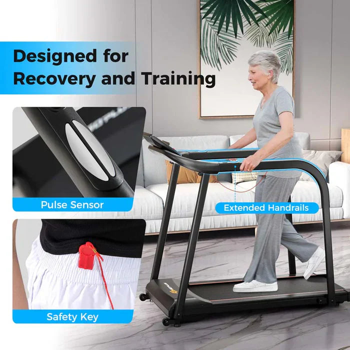 2.5 HP Walking Treadmill for Senior with Long Handrail, 300 lbs Capacity, Recovery Fitness Exercise Machine