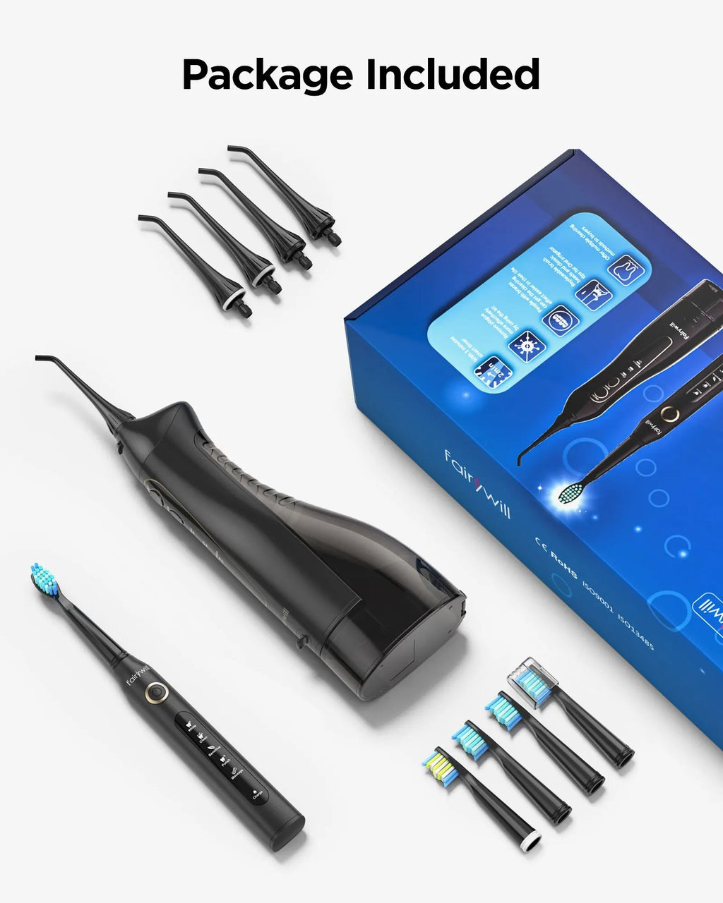 Fairywill Cordless Water Flosser 300 ml, 3 Modes, IPX7 Waterproof