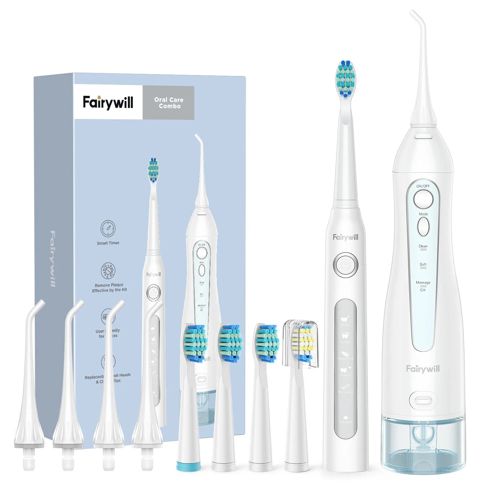 Fairywill Cordless Water Flosser 300 ml, 3 Modes, IPX7 Waterproof