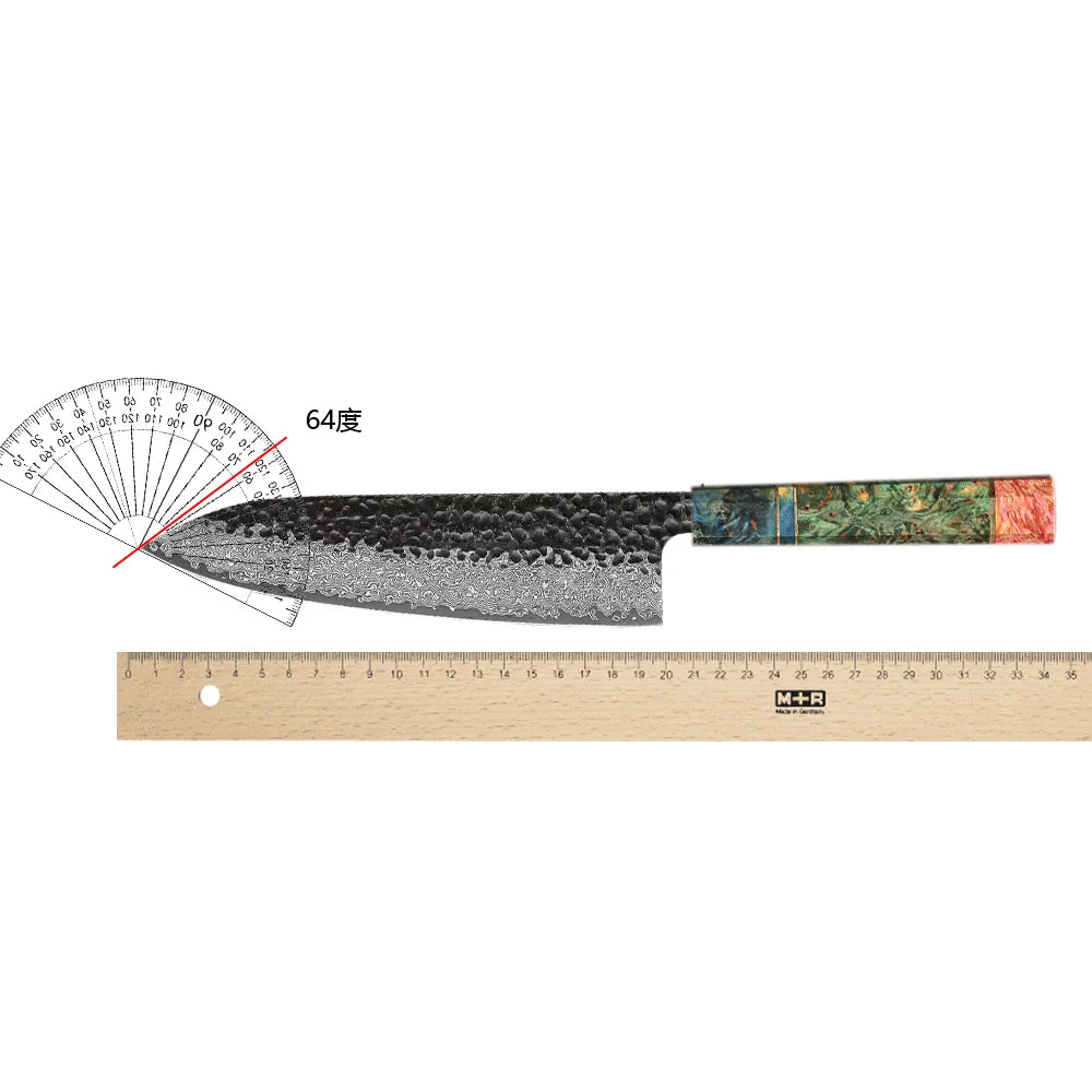 8" Handmade Damascus Chef Knife – Japanese Style, Forged Steel, Ergonomic Handle