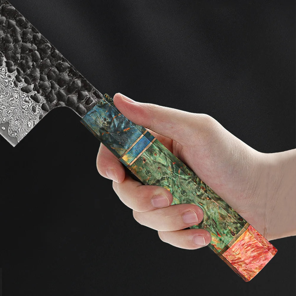 8" Handmade Damascus Chef Knife – Japanese Style, Forged Steel, Ergonomic Handle