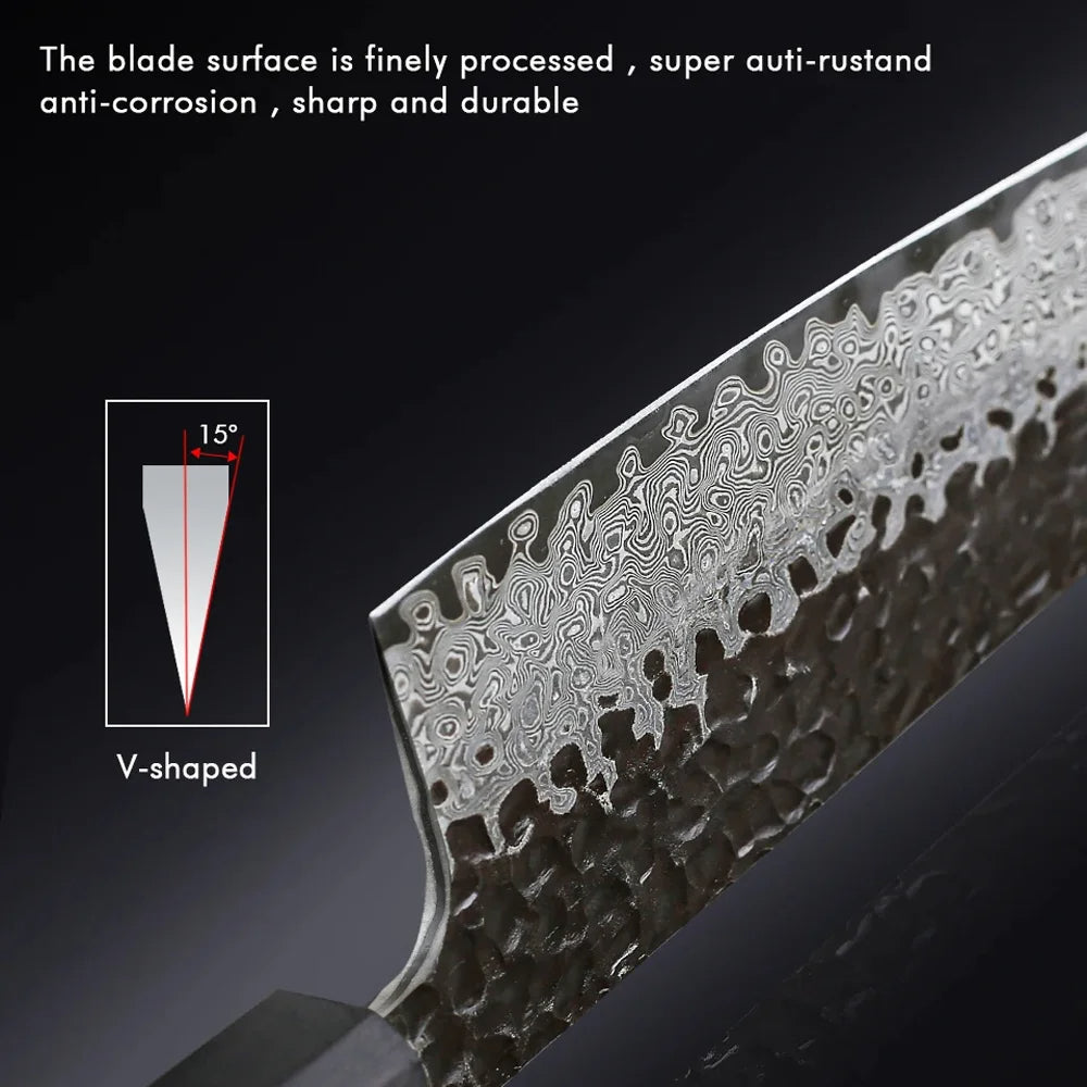 8" Handmade Damascus Chef Knife – Japanese Style, Forged Steel, Ergonomic Handle