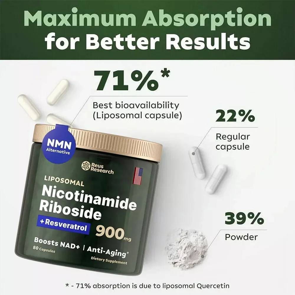 Longevity Pro NAD+ Booster 900 mg – Nicotinamide Riboside + Resveratrol