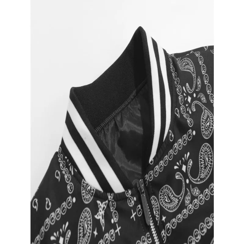 Luxury Men's Silk Jacket – Retro Print, Lightweight, Spring/Autumn Style