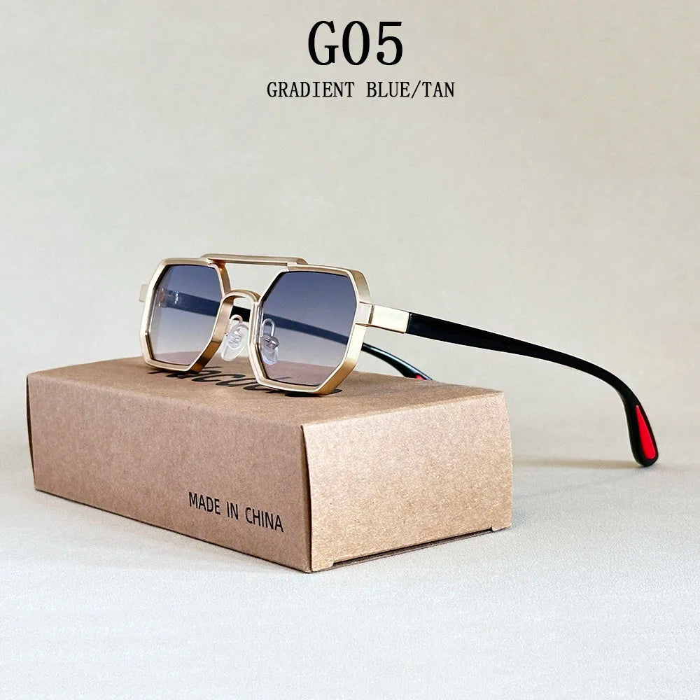 Luxury Steampunk Square Sunglasses, UV400 Retro Unisex Shades