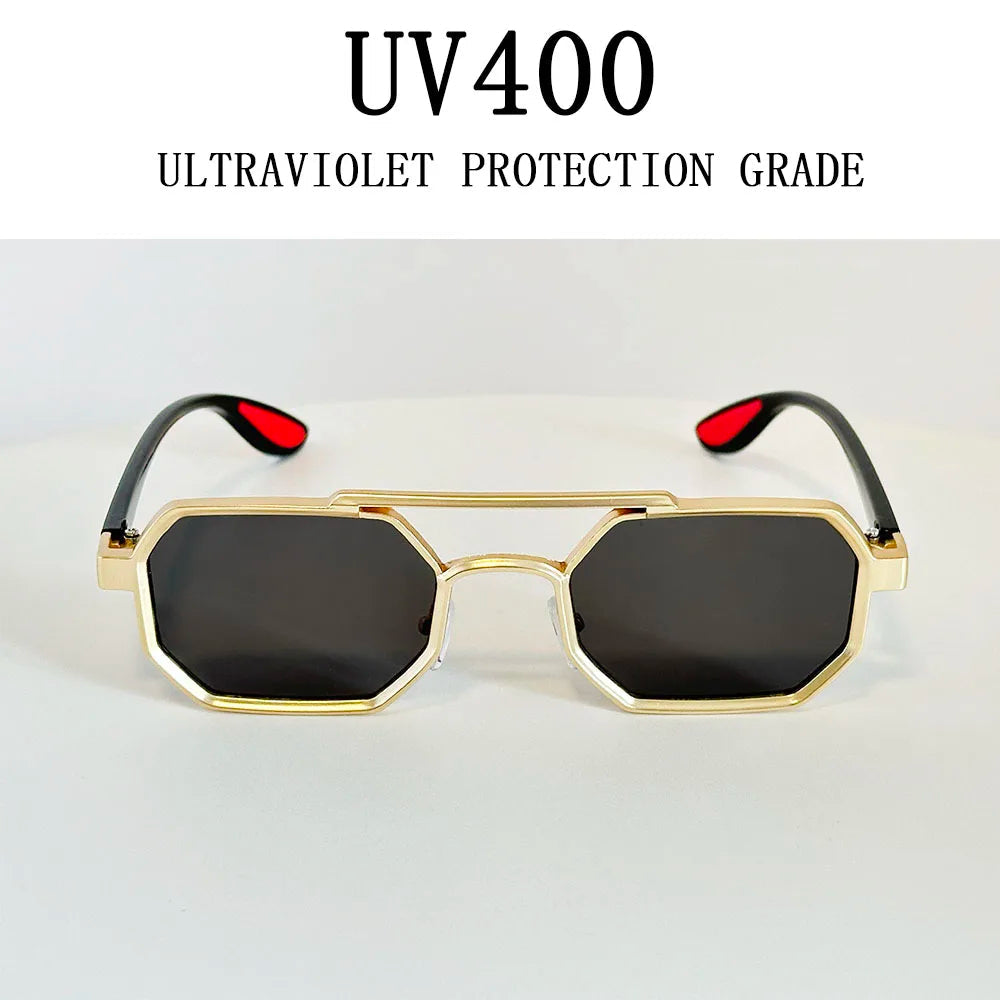 Luxury Steampunk Square Sunglasses, UV400 Retro Unisex Shades