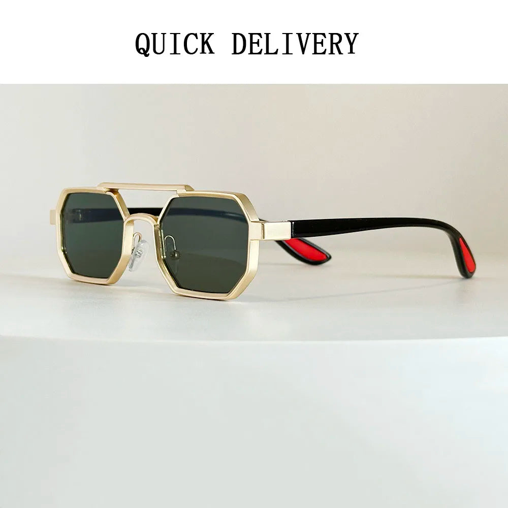 Luxury Steampunk Square Sunglasses, UV400 Retro Unisex Shades
