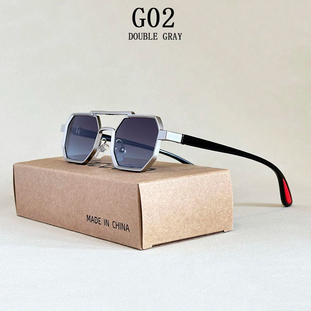 Luxury Steampunk Square Sunglasses, UV400 Retro Unisex Shades