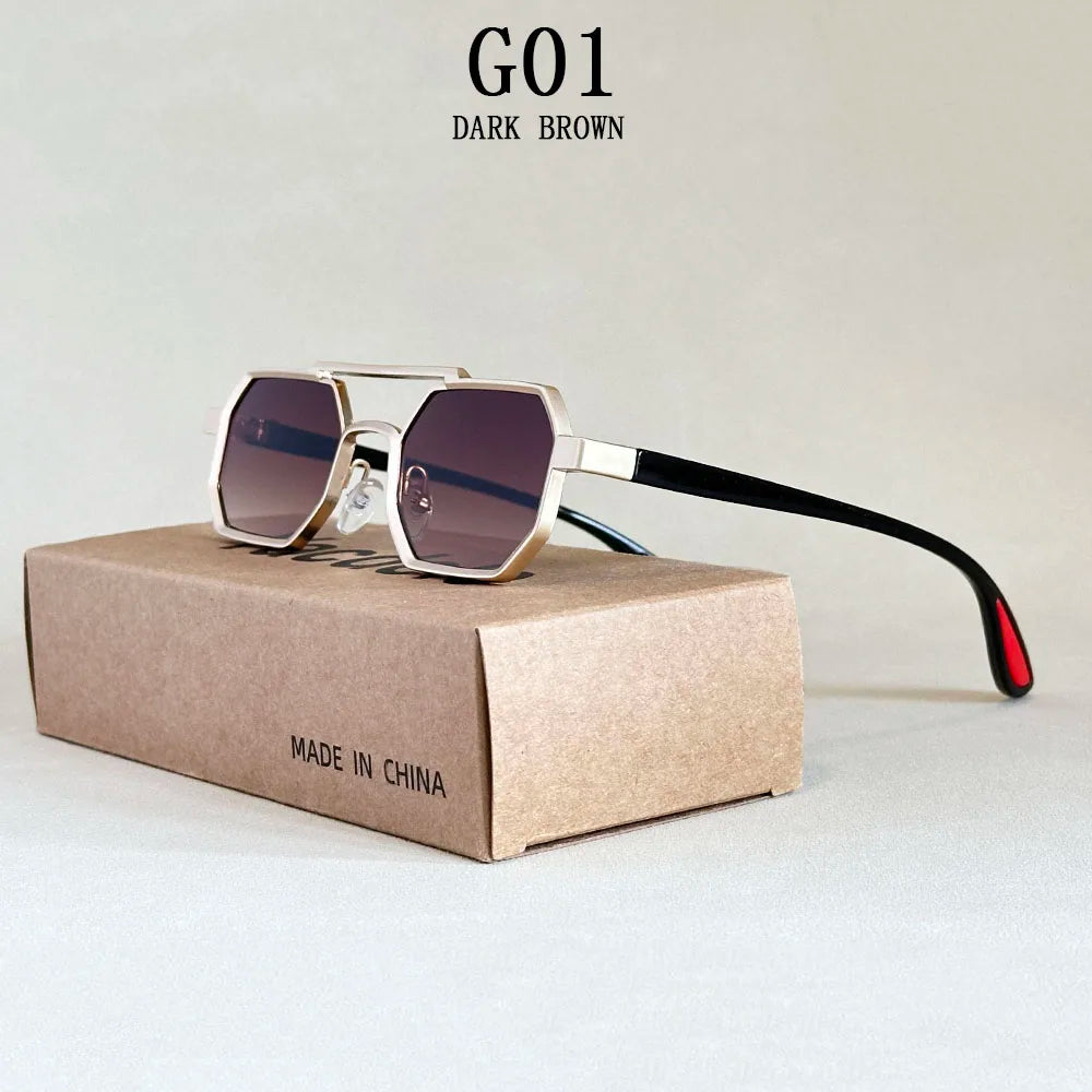 Luxury Steampunk Square Sunglasses, UV400 Retro Unisex Shades