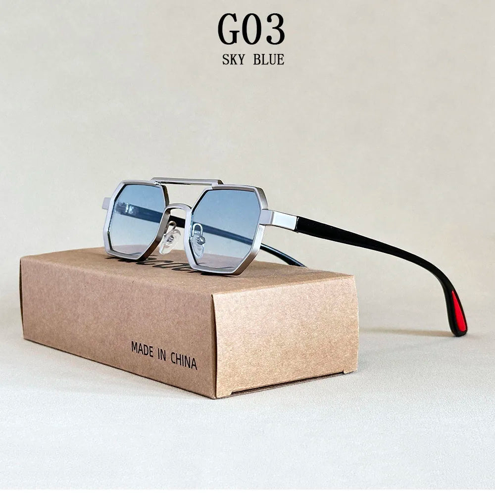 Luxury Steampunk Square Sunglasses, UV400 Retro Unisex Shades