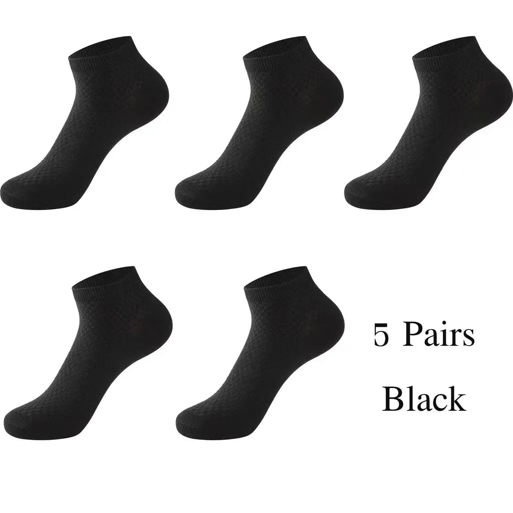 Men’s Bamboo Fiber Ankle Socks – 5 Pairs, Breathable & Odor-Free