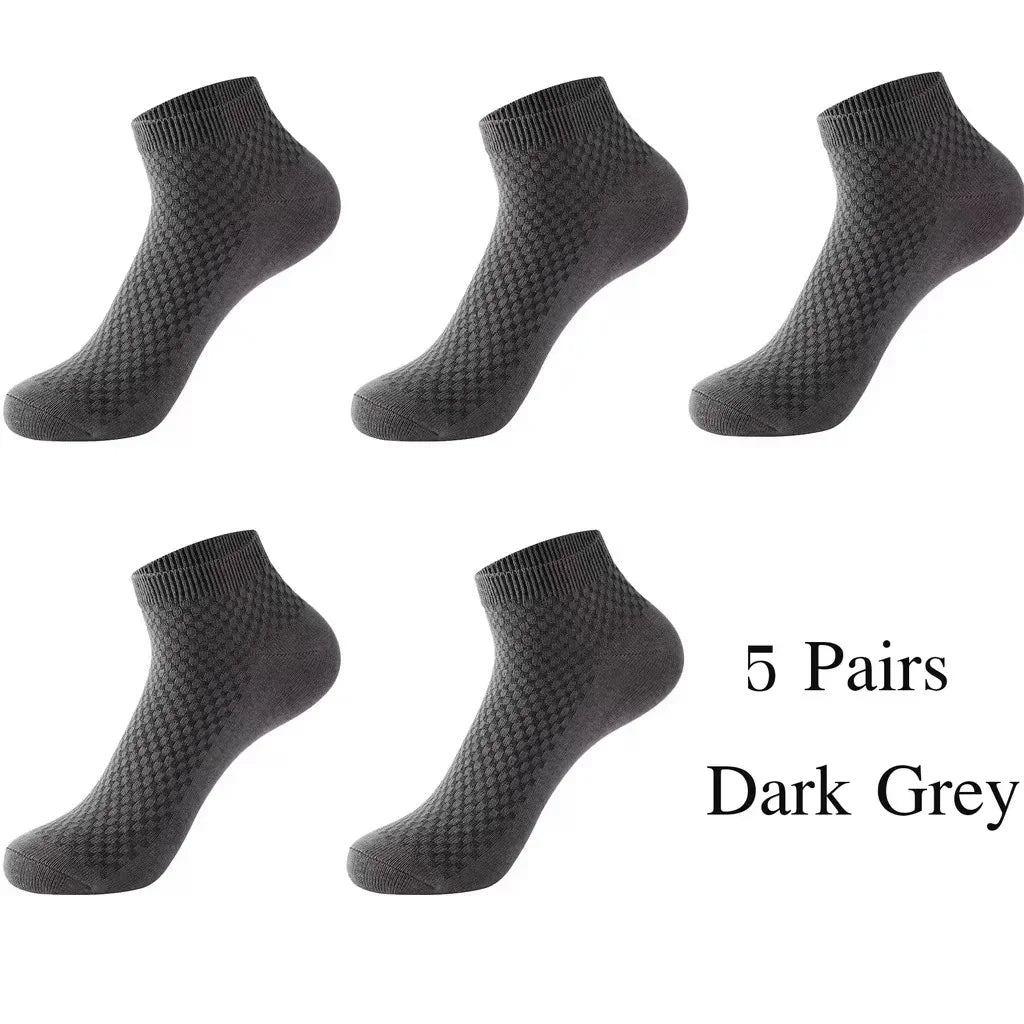 Men’s Bamboo Fiber Ankle Socks – 5 Pairs, Breathable & Odor-Free