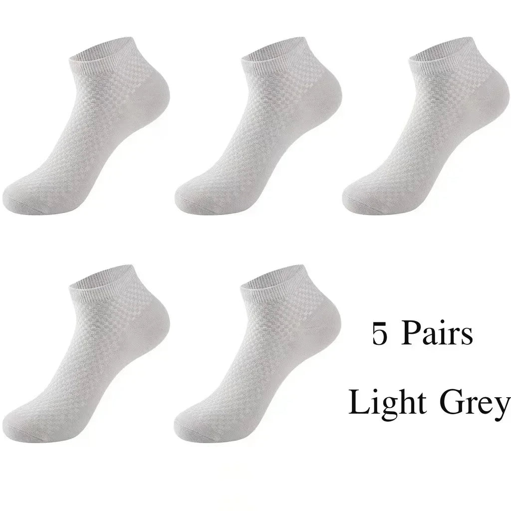 Men’s Bamboo Fiber Ankle Socks – 5 Pairs, Breathable & Odor-Free