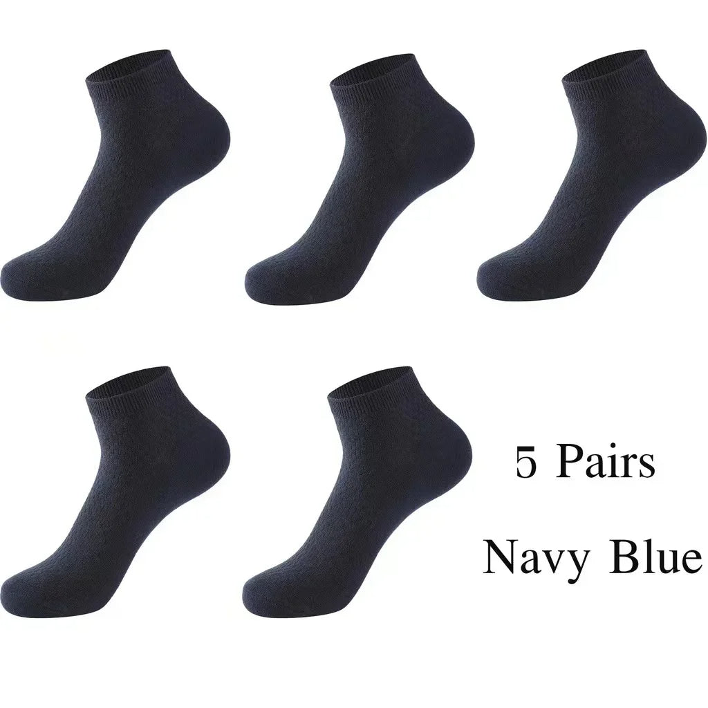Men’s Bamboo Fiber Ankle Socks – 5 Pairs, Breathable & Odor-Free