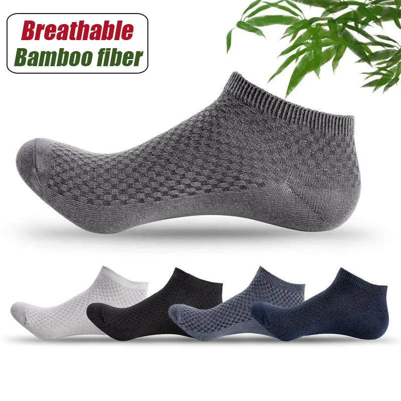 Men’s Bamboo Fiber Ankle Socks – 5 Pairs, Breathable & Odor-Free