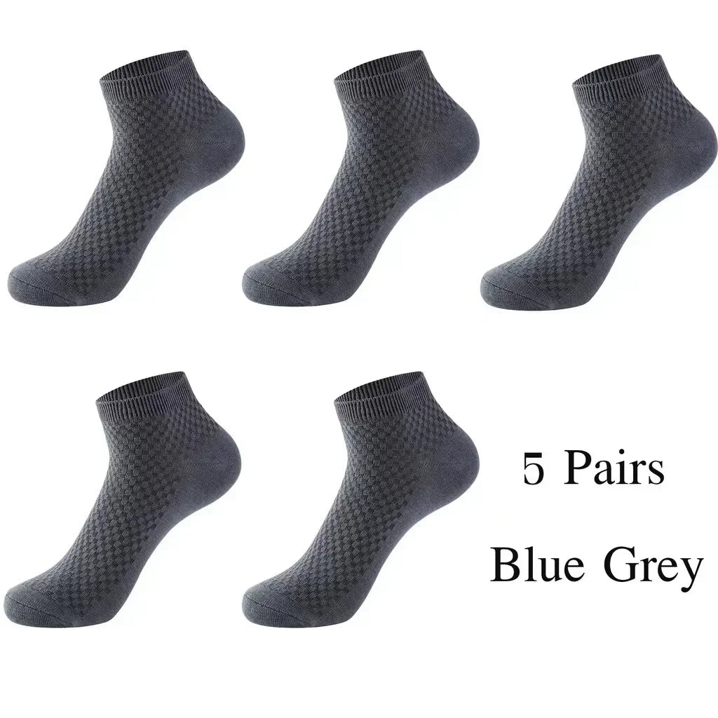 Men’s Bamboo Fiber Ankle Socks – 5 Pairs, Breathable & Odor-Free