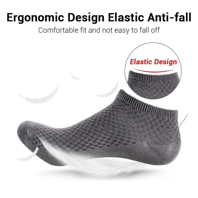 Men’s Bamboo Fiber Ankle Socks – 5 Pairs, Breathable & Odor-Free