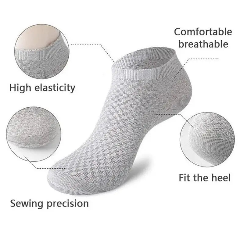 Men’s Bamboo Fiber Ankle Socks – 5 Pairs, Breathable & Odor-Free