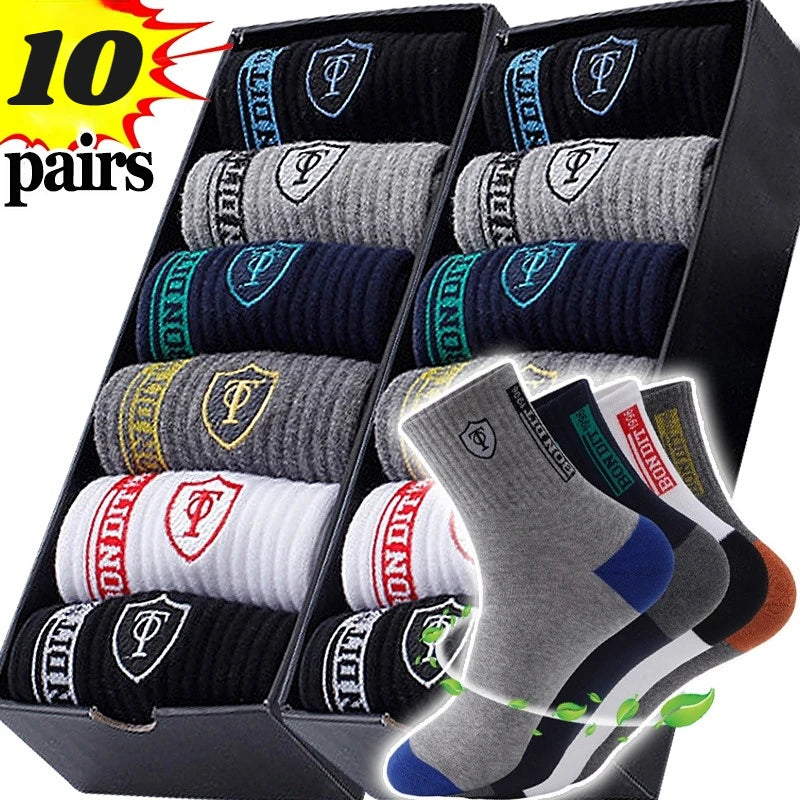 Men’s Breathable Basketball Crew Socks 10‑Pair, Sweat‑Wicking, Anti‑Odor