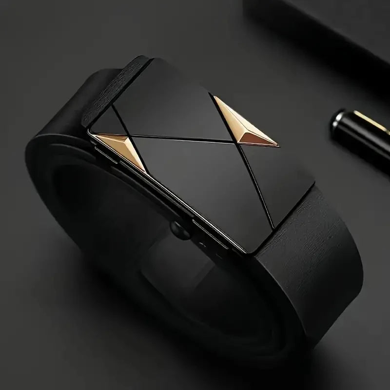 Men’s PU Leather Belt – Automatic Buckle, Casual & Business