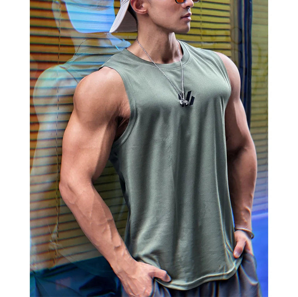 Men's Summer Mesh Gym Tank Top – Breathable, Sleeveless, Quick-Dry Fitness Vest