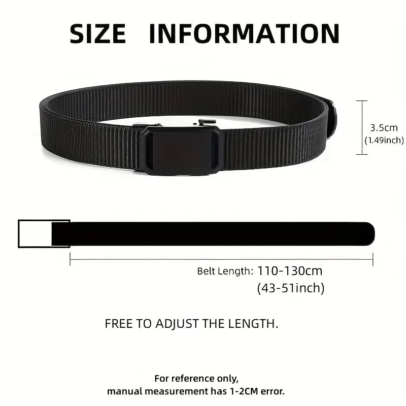 Men’s Tactical Canvas Belt, Automatic Buckle, Adjustable Military-Style Workwear Belt