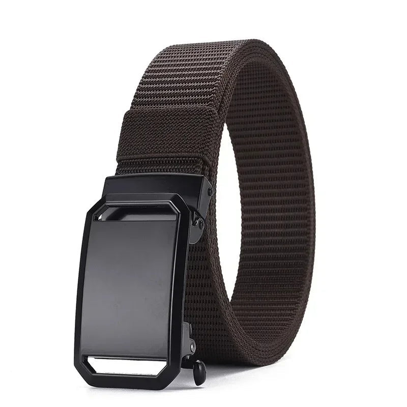 Men’s Tactical Canvas Belt, Automatic Buckle, Adjustable Military-Style Workwear Belt