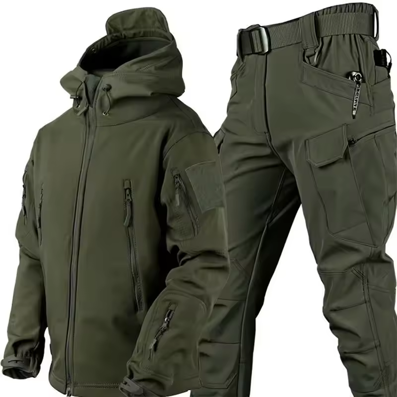 Men’s Winter Tactical Waterproof Jacket & Cargo Pant Set – Outdoor Softshell