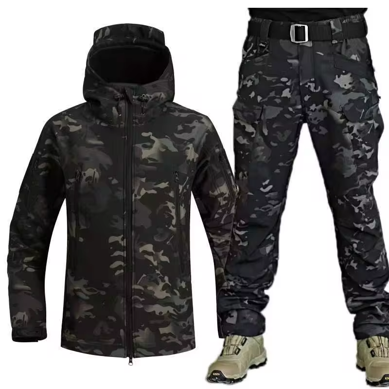 Men’s Winter Tactical Waterproof Jacket & Cargo Pant Set – Outdoor Softshell