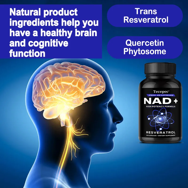 NAD+ Supplement with Quercetin & Resveratrol – Boost Cellular Energy, Muscle Recovery, Brain & Heart Health | Anti-Aging Antioxidant Support