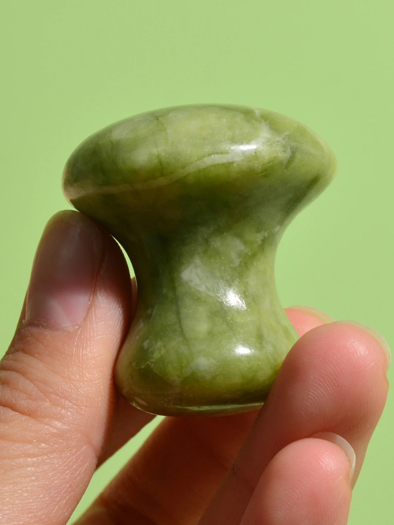 Natural Green Quartz Mushroom Face Massager – Ergonomic Beauty Tool