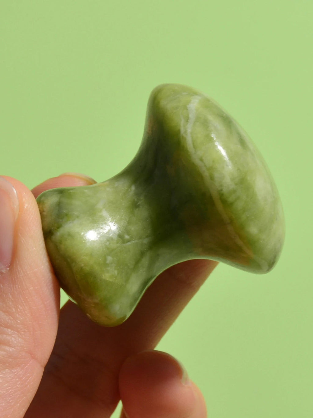 Natural Green Quartz Mushroom Face Massager – Ergonomic Beauty Tool