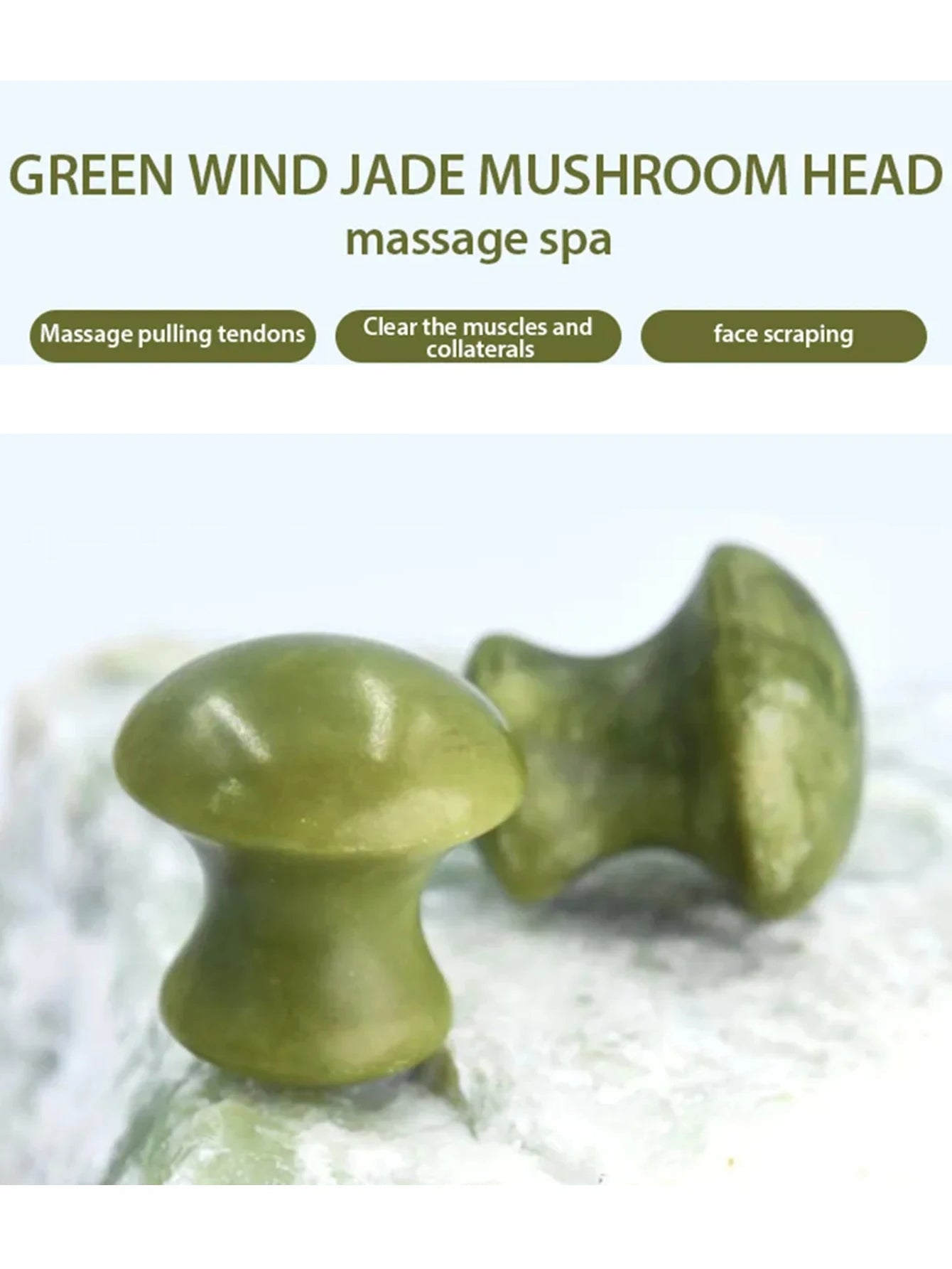 Natural Green Quartz Mushroom Face Massager – Ergonomic Beauty Tool