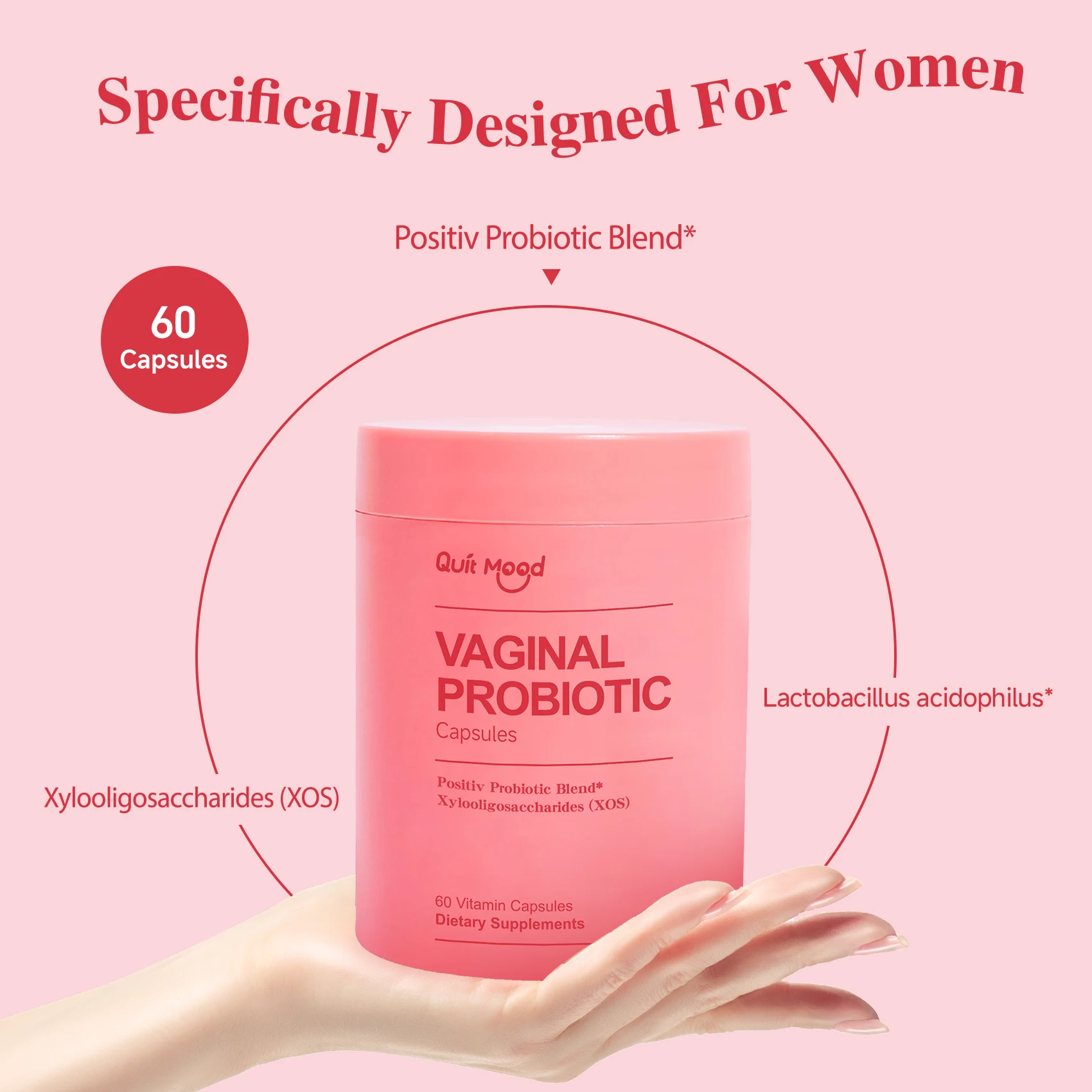 Quit Mood Probiotics for Women – Daily Vaginal & Digestive Health Support | PH Balance, Immunity & Gut Wellness with Lactobacillus Blend