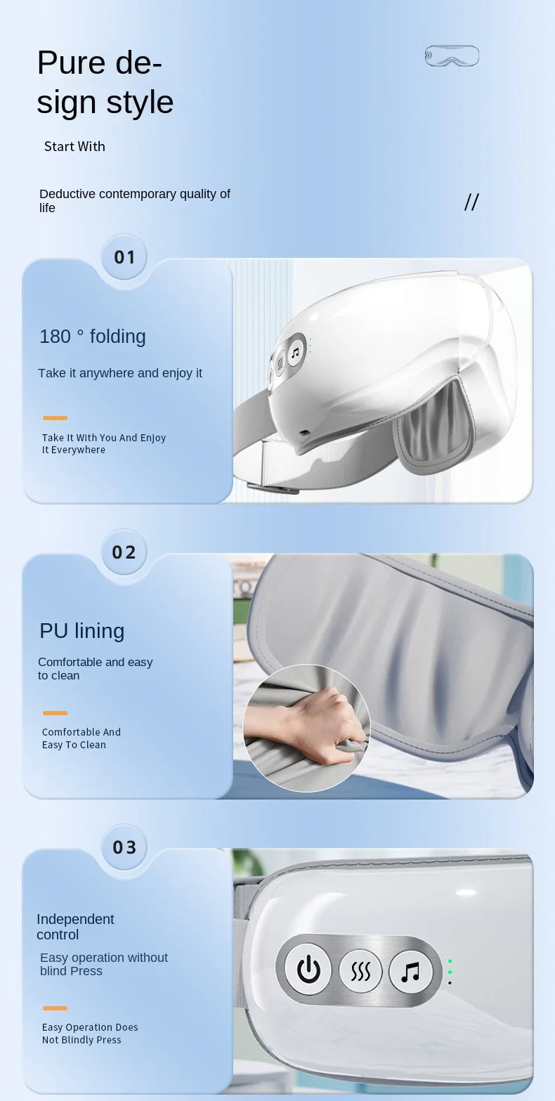 RENPHO Heated Air‑Pressure Eye Massager, Foldable Bluetooth White
