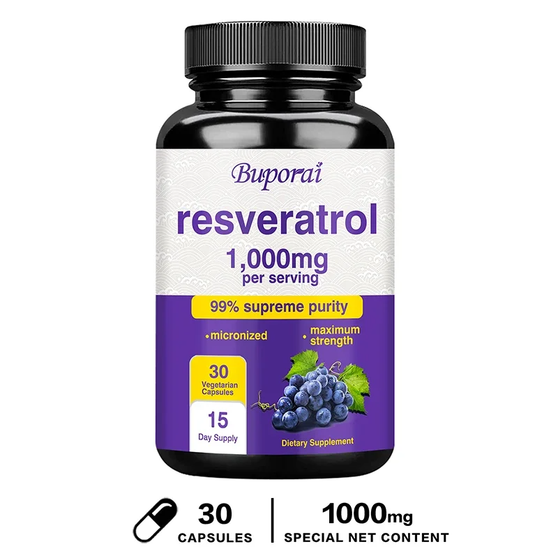 Resveratrol Anti-Aging Supplement – Heart, Skin & Joint Support – 60 Capsules