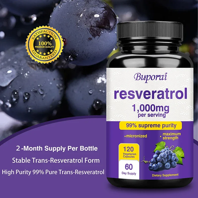 Resveratrol Anti-Aging Supplement – Heart, Skin & Joint Support – 60 Capsules