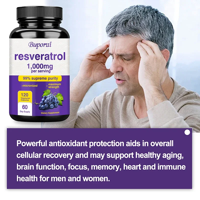 Resveratrol Anti-Aging Supplement – Heart, Skin & Joint Support – 60 Capsules