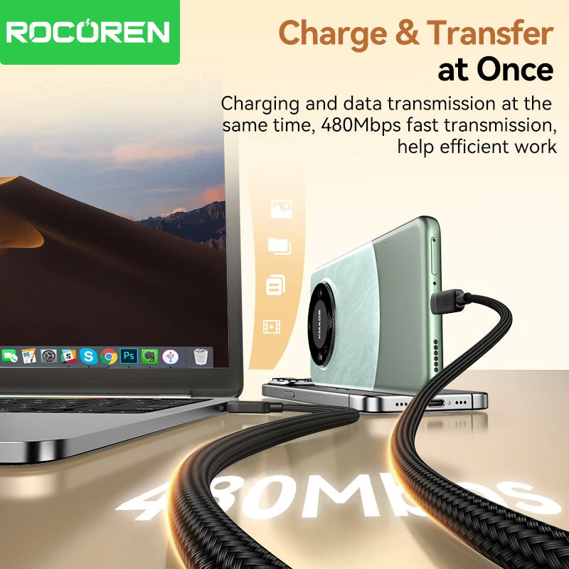 Rocoren 240W USB-C to USB-C Cable, PD 3.1 Fast Charging, 1.2m