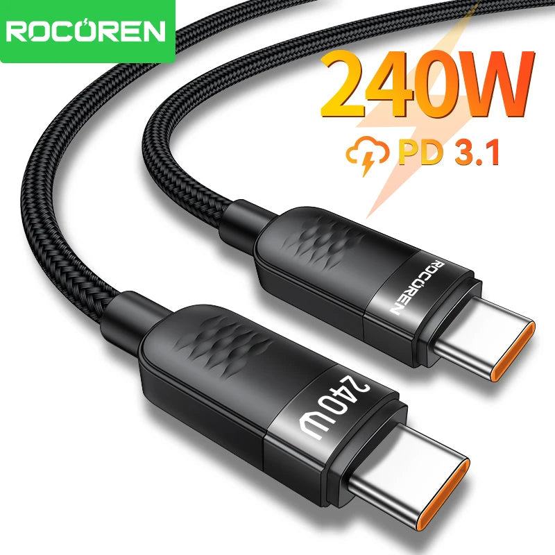 Rocoren 240W USB-C to USB-C Cable, PD 3.1 Fast Charging, 1.2m