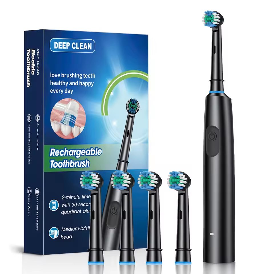 Rotating Electric Toothbrush with 6 Modes, Timer, USB Charge