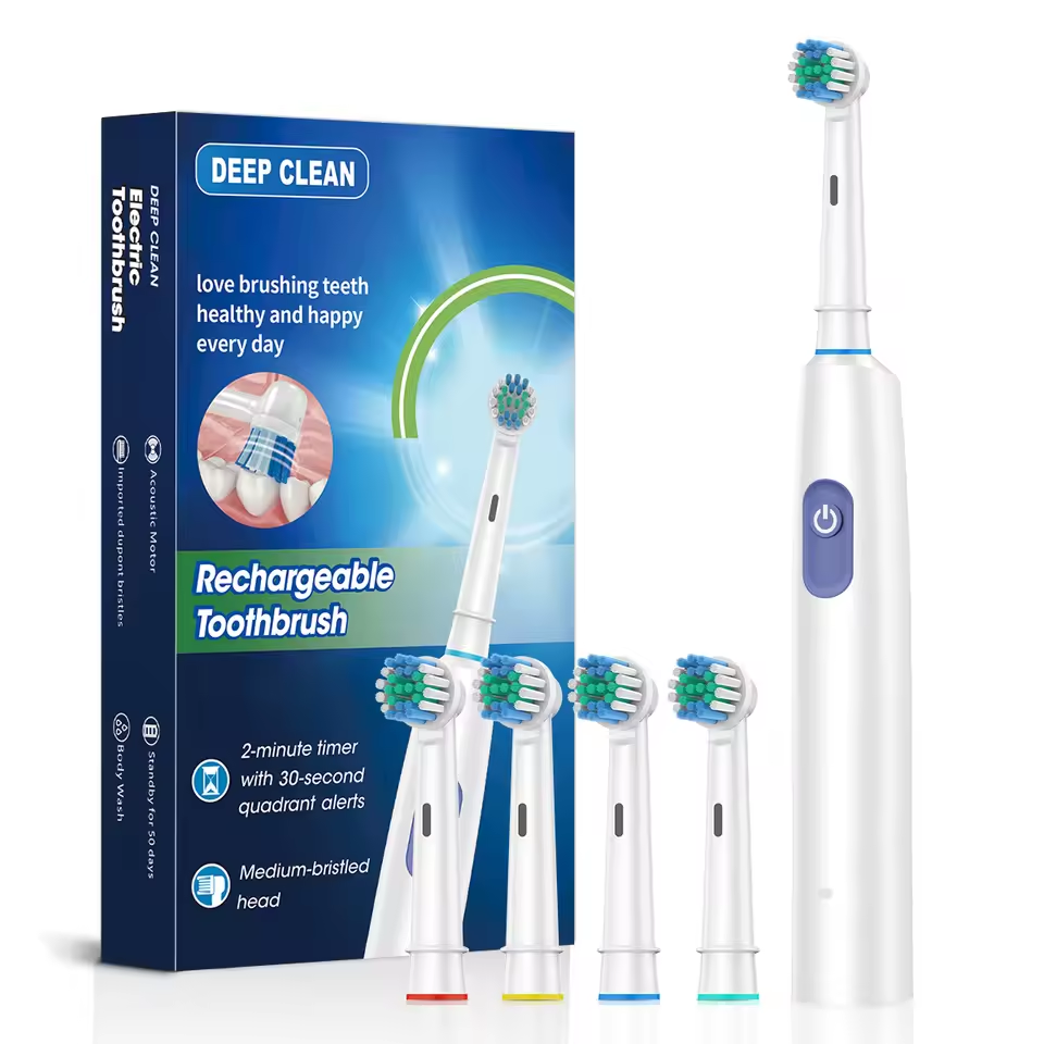 Rotating Electric Toothbrush with 6 Modes, Timer, USB Charge