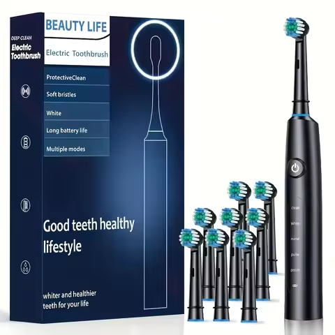 Rotating Electric Toothbrush with 6 Modes, Timer, USB Charge