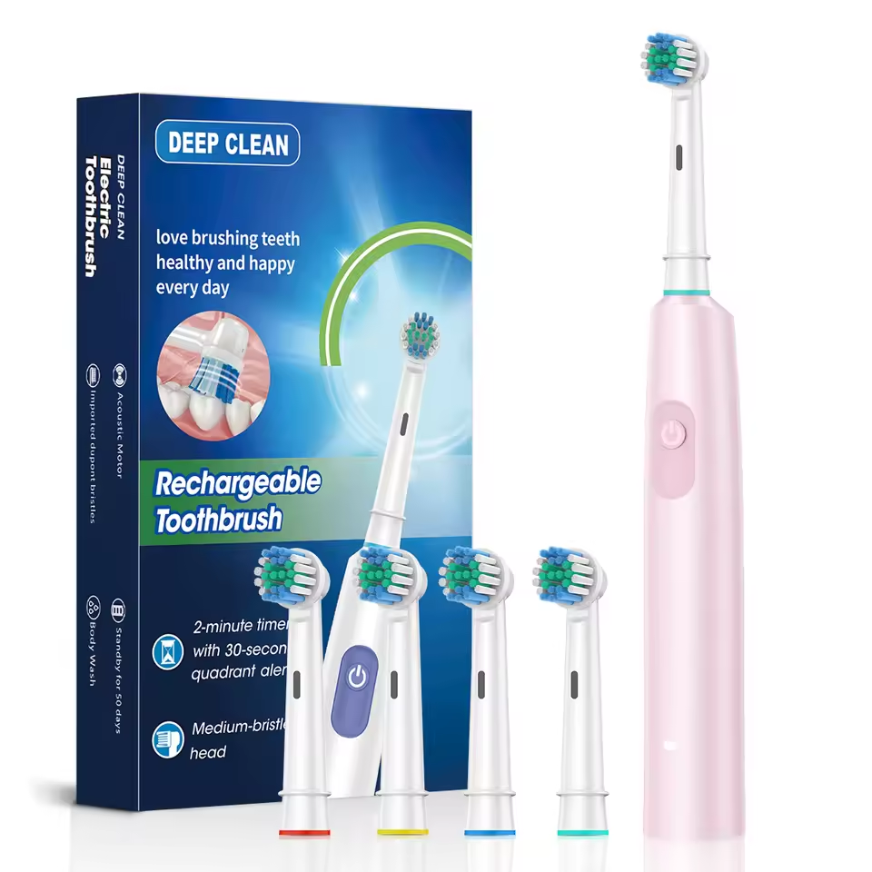 Rotating Electric Toothbrush with 6 Modes, Timer, USB Charge