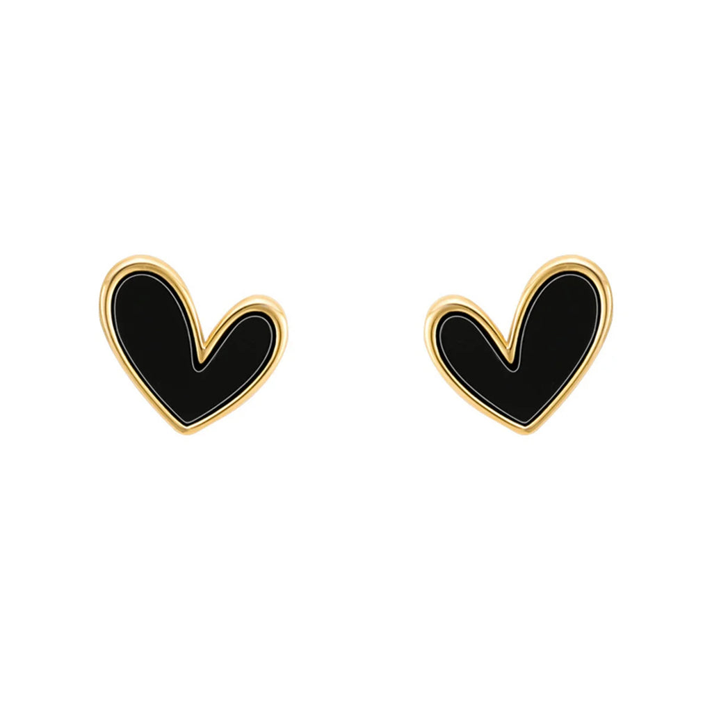New Korean Sweet Cute Heart Stud Earrings for Women Girl Fashion Blue Glaze Aesthetic Geometric Earrings Minimalist Jewelry Gift